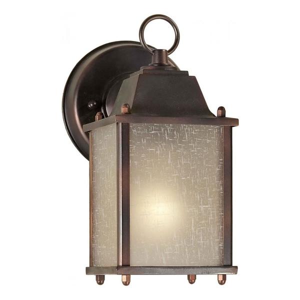 Forte One Light Antique Bronze Umber Linen Panels Glass Wall Lantern 1755-01-32